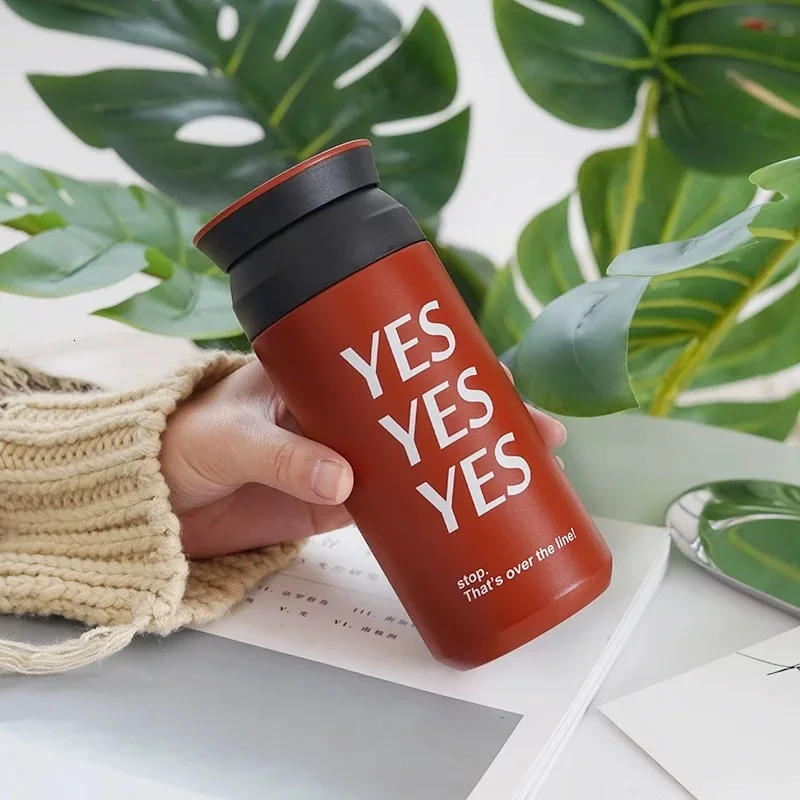 Red YES 500 мл Высокое качество Двойная Стенка из нержавеющей стали Вакуумная термофляжка чашка кофе чай молоко путешествия кружка термос - Цвет: Red YES