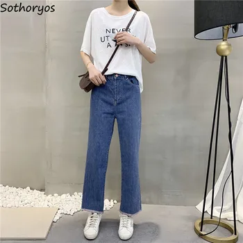

Jeans Women 2020 New Spring and Summer Korean Style Loose Simple Leisure All-match Cute Womens Straight Trousers Female Chic