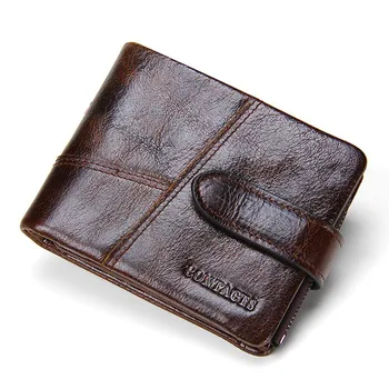 

Hot Men's Genuine Leather Wallet Fashion Short Buckle Detachable Coin Purse Stitching Clutch Cow Leather Man's Wallet