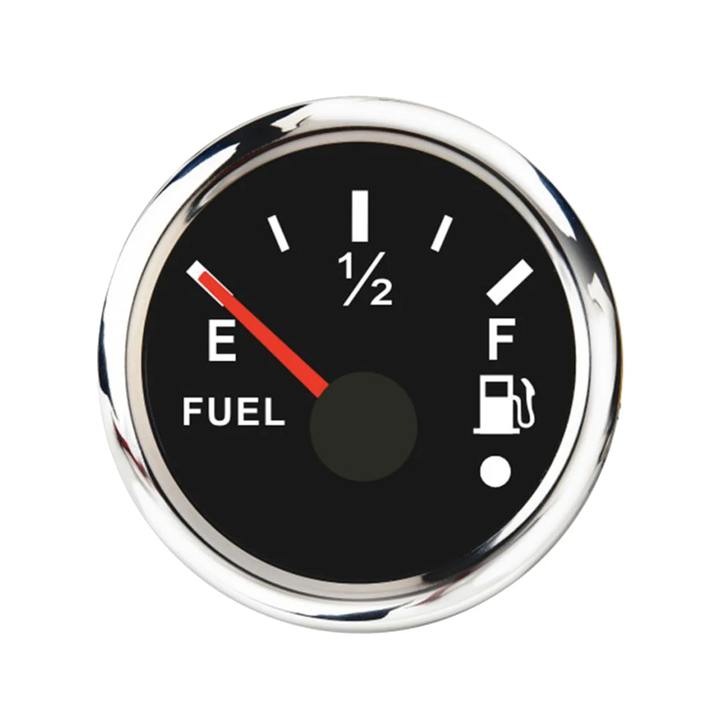 Fuel Level Gauge Meter Boat Yacht LED Display Curved Glass IP67 52mm Black