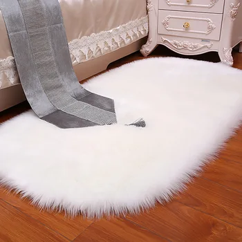 

Soft Faux Fur Area Rug Carpets Living Room Long Plush Oval Carpet Artificial Wool Sheepskin Shaggy Rugs Floor Mat For Bedroom