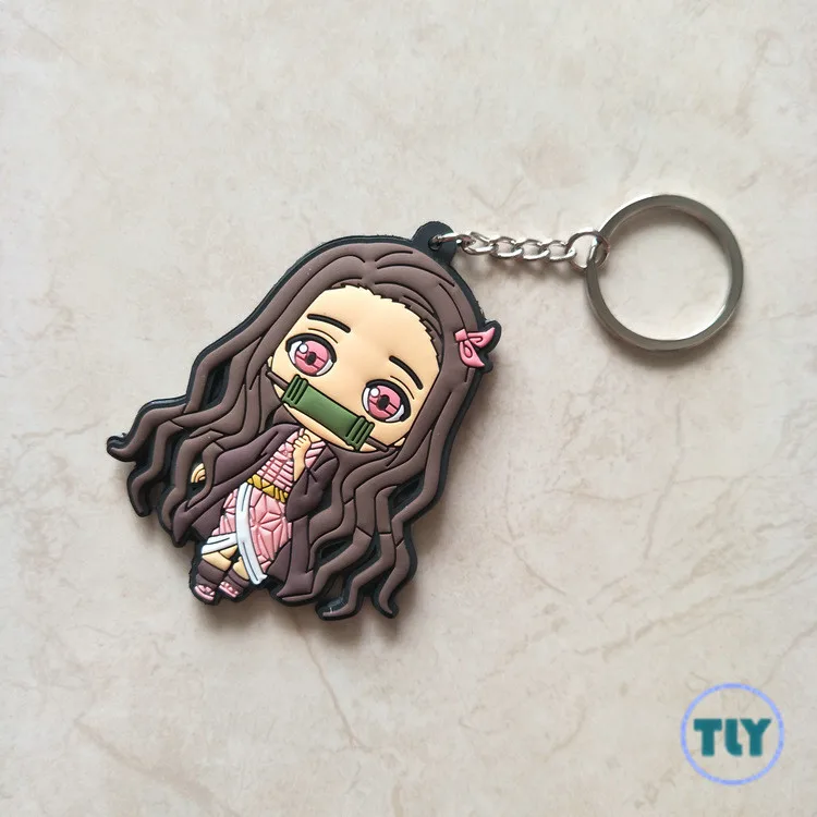 5 Аниме Demon Slayer Kimetsu no Yaiba брелок Kamado Nezuko Kamado-Tanjirou Agatsuma Zenitsu Hashibira Inosuke PVC милый брелок для ключей - Цвет: 5