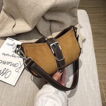 

Casual Patchwork Color Shoulder Bags Women Scrub Crossbody Bag Purses Ladies Retro Designer Pu Messenger Bags Underarm Handbag