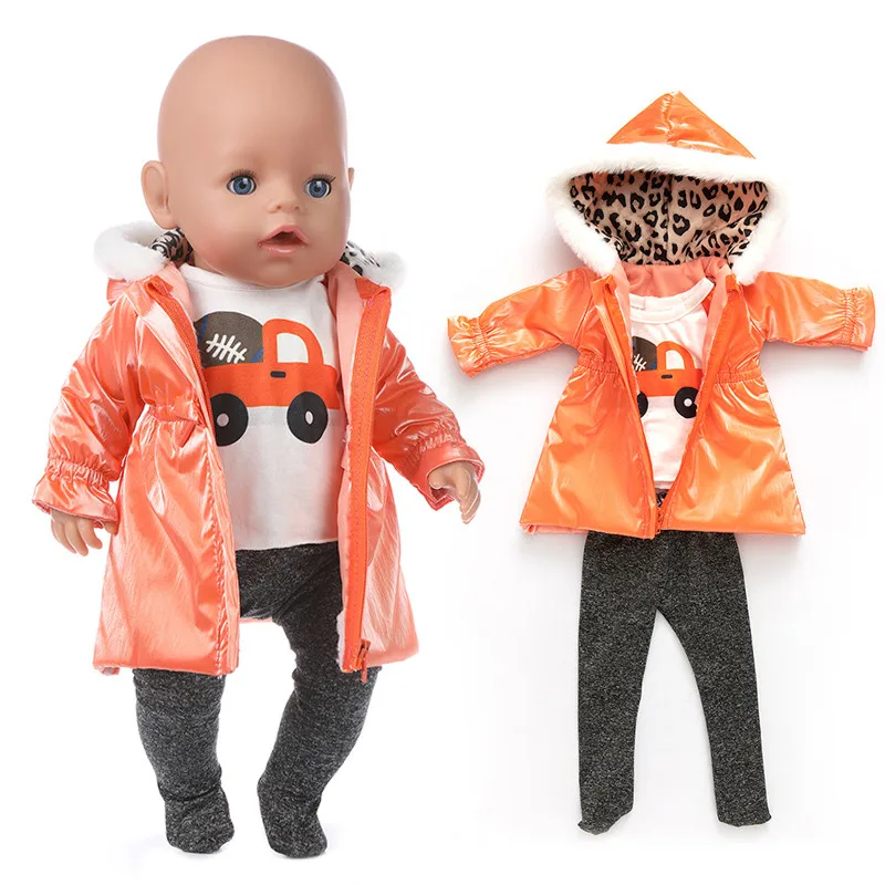 

Fit 17 inch 43cm Baby New Born Doll Clothes Accessories Yellow Plush Down Jacket 3 Piece Suit For Baby Birthday Gift