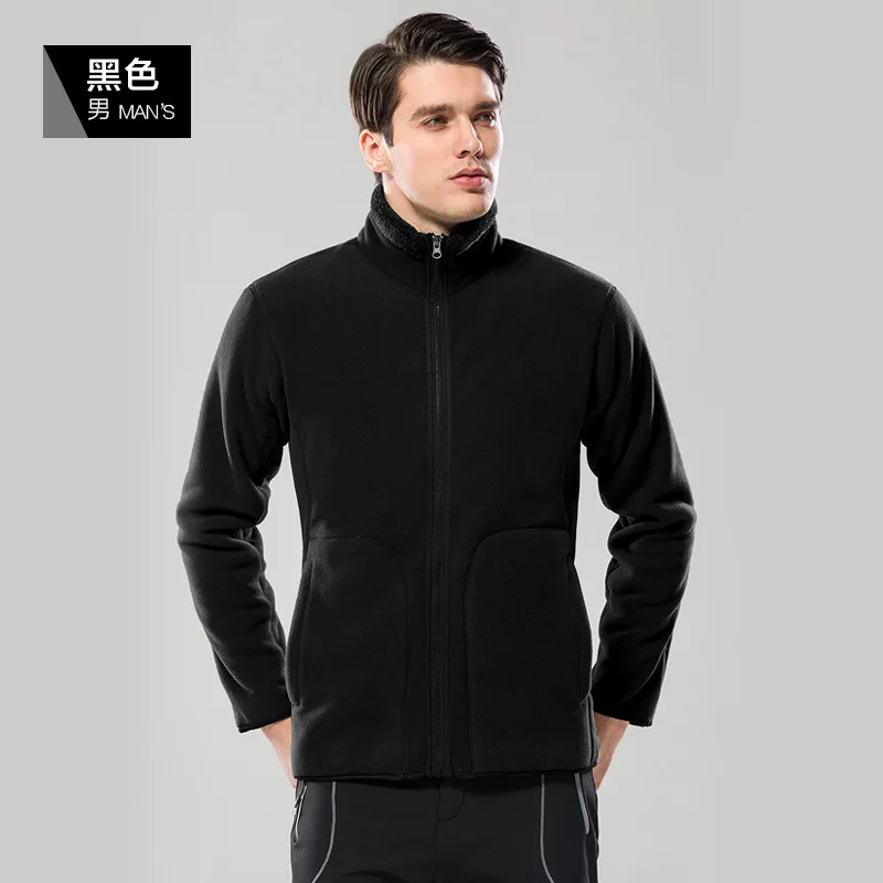 Outdoor Fleece Women's Men's COUPLE'S Polar Fleece Jacket Thick Plus Velvet Warm Double-Sided Coral