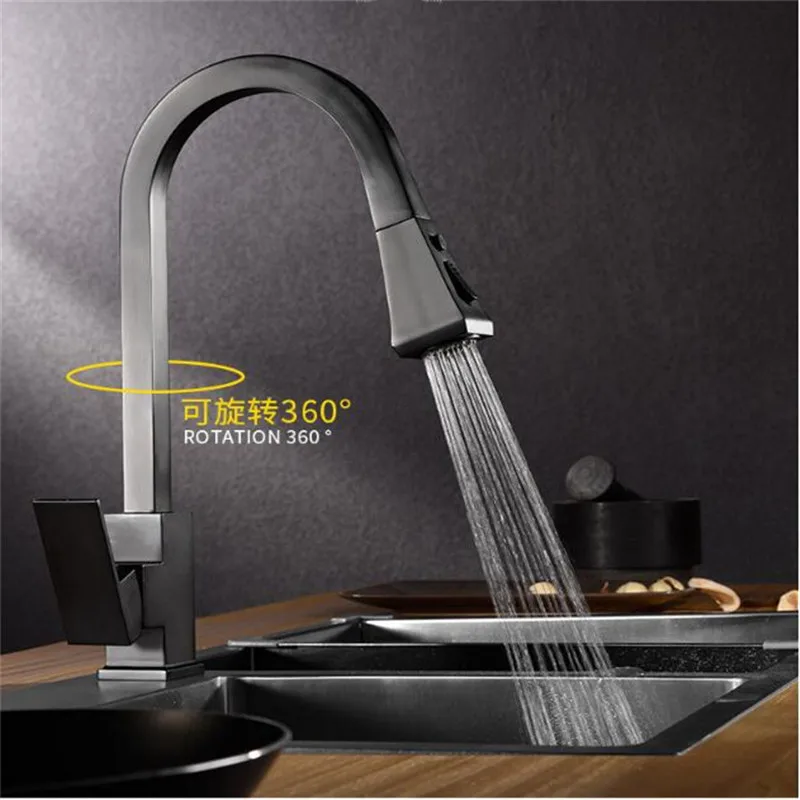 Kitchen Faucets Single Handle Pull Brass Black Silver Filter Deck Mounted Mixer Tap