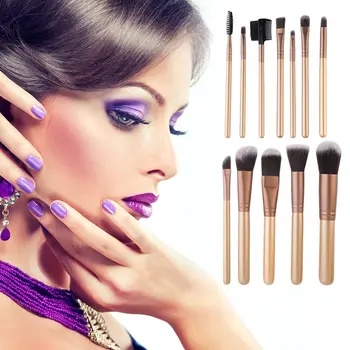 

Professional 12 Pcs Makeup Cosmetic Blush Brush Eyebrow Foundation Powder Brushes Set For Face Make Up Beauty Essentials Hot