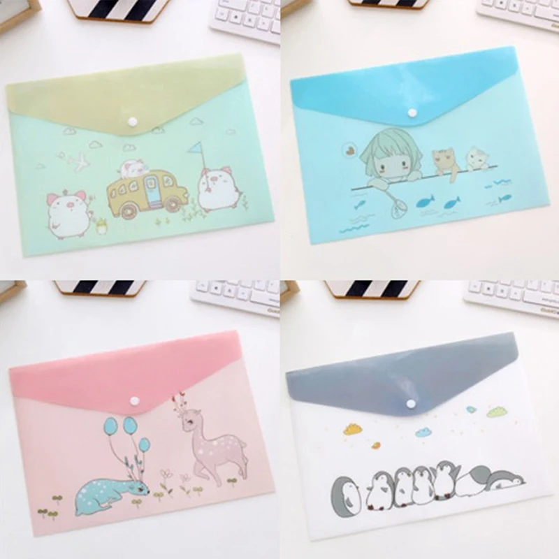 1 шт. водонепроницаемый мульти Карманный пластиковый Kawaii A4 папка для файлов Сумка для документов бумажный Органайзер чехол канцелярские принадлежности для офиса и школы