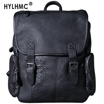 

The First Layer of Leather Backpack Men Shoulder Bag Travel Bag Large-capacity Laptop Backpack Casual Schoolbag Original Male