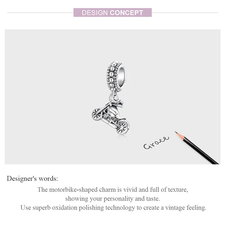 cartier bracelet bamoer Vintage 925 Sterling Silver Motorcycle Charm Cool Motorbike Pendant for Original Bracelet Bangle Women DIY Fine Jewelry earrings for women