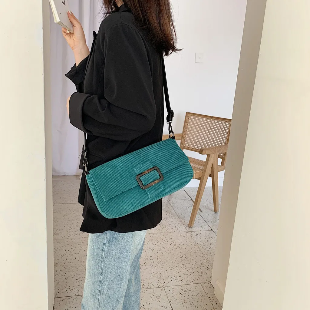 Лоскут Hasp Softback Модные женские вельветовые пакеты расширенный пакет через плечо лямка для сумки зимняя сумка