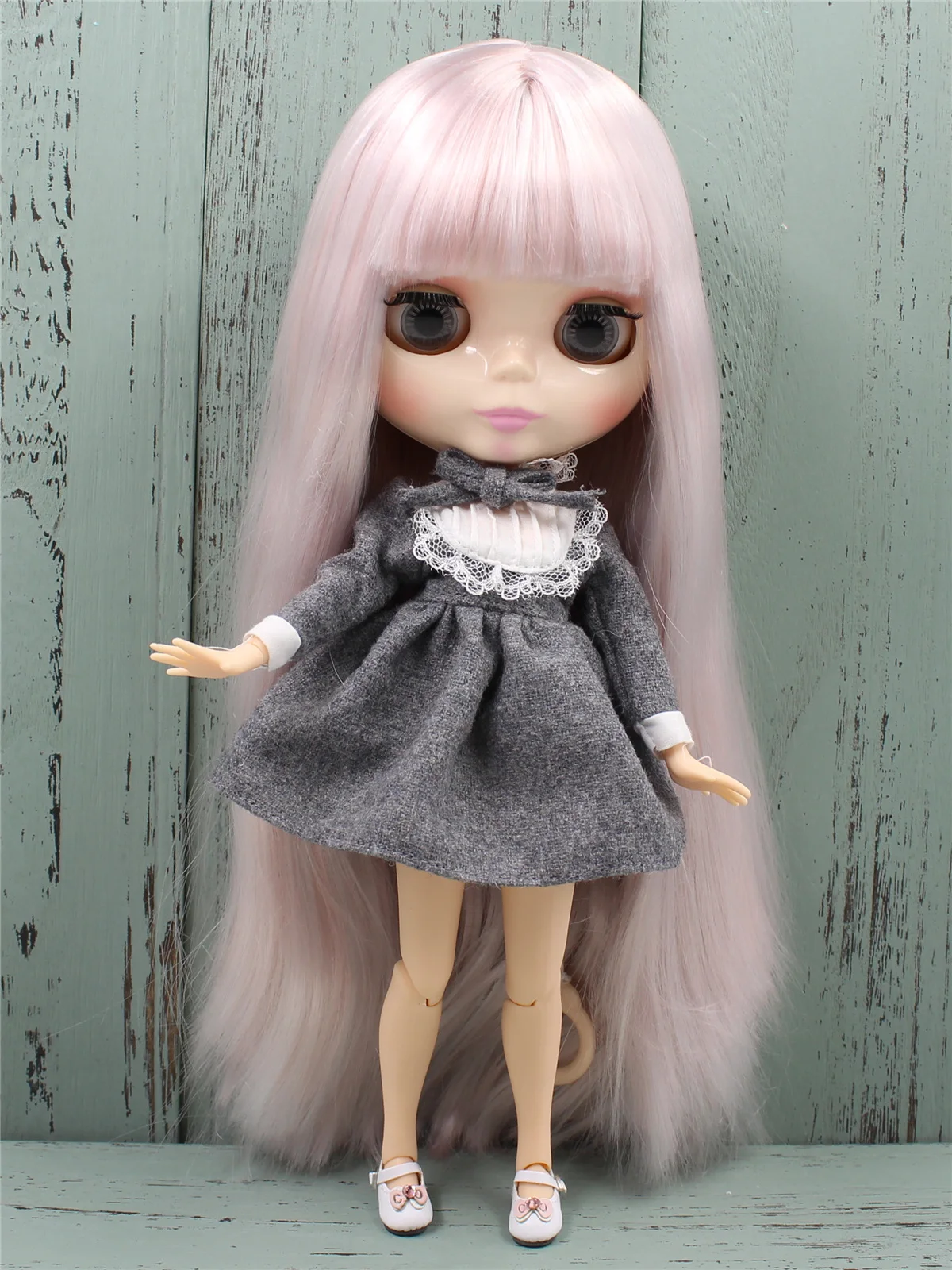 Neo Blythe Puppe mit rosa Haaren, weißer Haut, glänzendem, süßem Gesicht und Custom Gelenkkörper 1