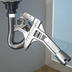 Llave sanitaria de aleación de aluminio de gran apertura, llave Universal de fontanería de mango corto para baño, llave de tubo de grifo de inodoro