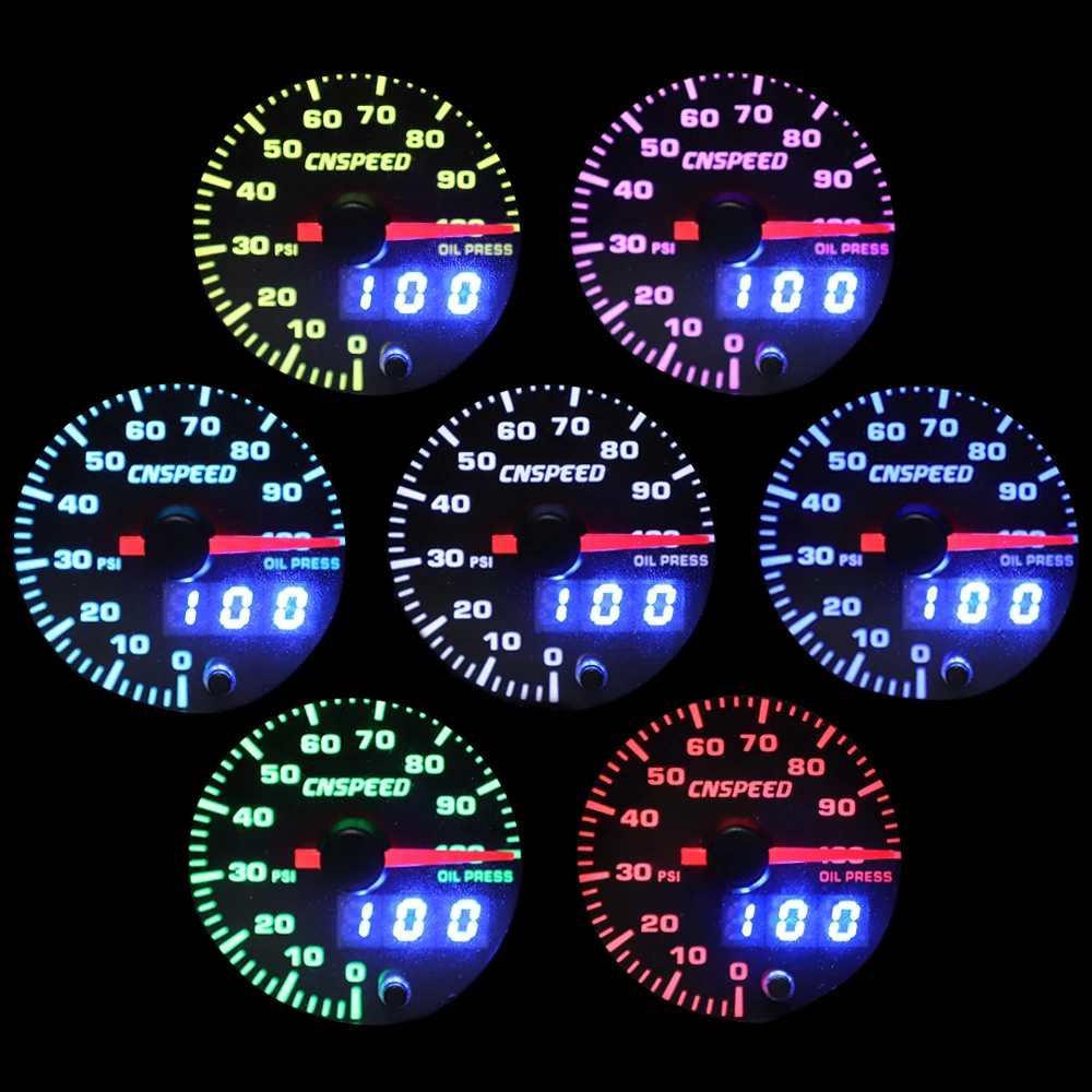 Масляный Пресс CNSPEED 2 дюйма 52 мм 7 цветов светодиодный автомобильный масляный