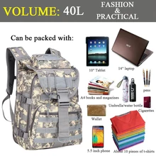 NEW 40L Large Capacity Army Waterproof Tactical Backpacks Military Outdoor Molle Bags Pack For Hiking Camping Hunting