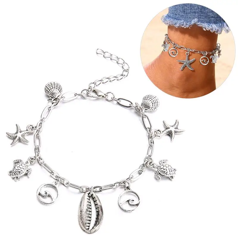 Women's Anklet 1pc Fashion Beach Bohemian Style Starfish Shell Decor Foot Jewelry Beach Anklet Jewelry Accessories For Beach Women's Anklet 1pc Fashion Beach Bohemian Style Starfish Shell Decor Foot Jewelry Beach Anklet Jewelry Accessories For Beach