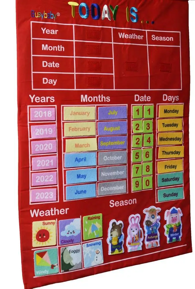 Детская обучающая игрушка для раннего обучения, тканевая обучающая игрушка с английскими буквами, датой погоды, сезонным календарем, обучающим инструментом для детского сада