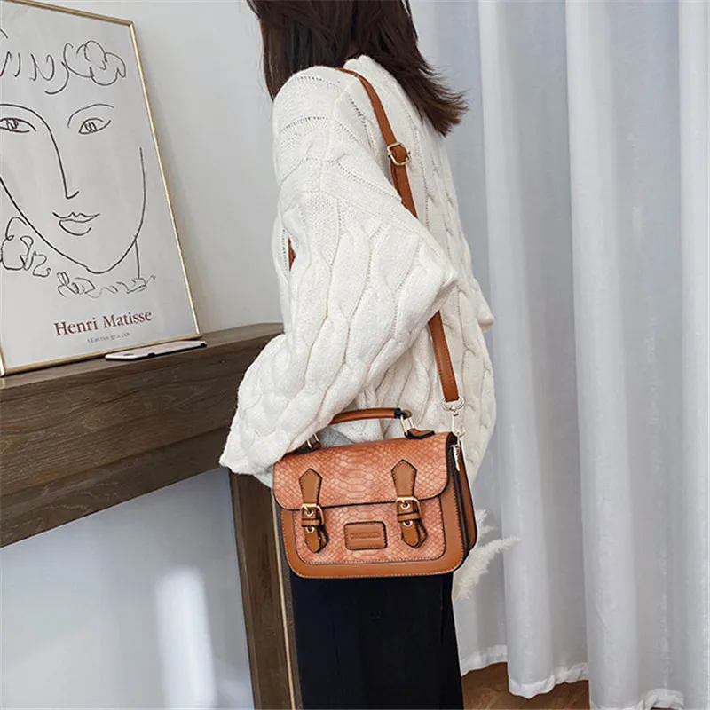 Женская брендовая оригинальная ручная сумка, новинка, повседневная простая сумка через плечо, Ретро стиль, маленькая квадратная сумка