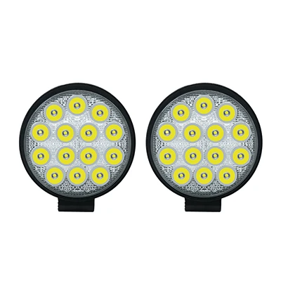 Car Work Light 27W 48W Offroad Auto head Spot light 4WD Truck Tractor Boat Trailer 4x4 SUV ATV 12V 24V Spot Flood Bar LED Lamp - Цвет: 14LED-round-2pcs