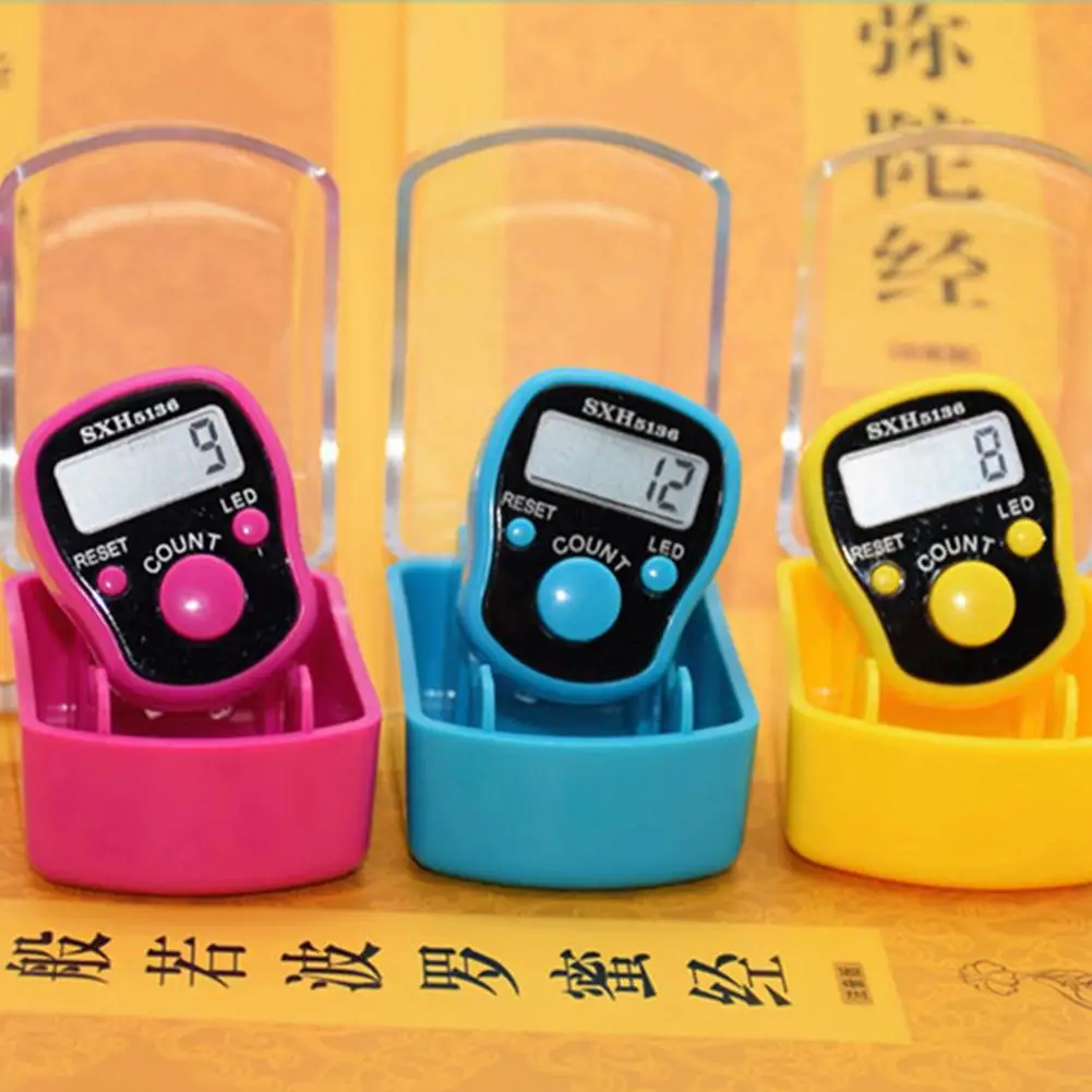 1pcs Portable Electronic Digital Counter Mini LCD Hand Held Finger Ring-type Tally Counter Random Color