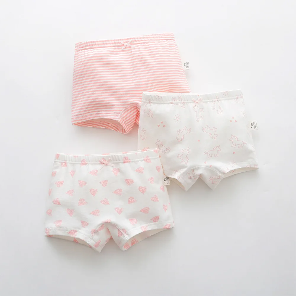S1 random color 3pcs Детские мягкие хлопковые трусы, трусы-боксеры с милым рисунком, нижнее белье для девочек, дышащие и удобные трусики, одежда для детей - Цвет: S1 random color 3pcs
