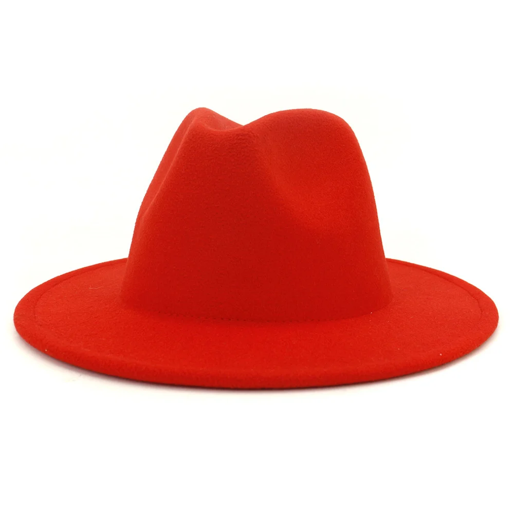 Wool Hat Fedora Hat Fashion Hat Classical Wool Felt Wide Brim Fedora Hat Pearl Belt Pink Solid Caps Men Women Winter Derby Wedding Church Jazz Hats