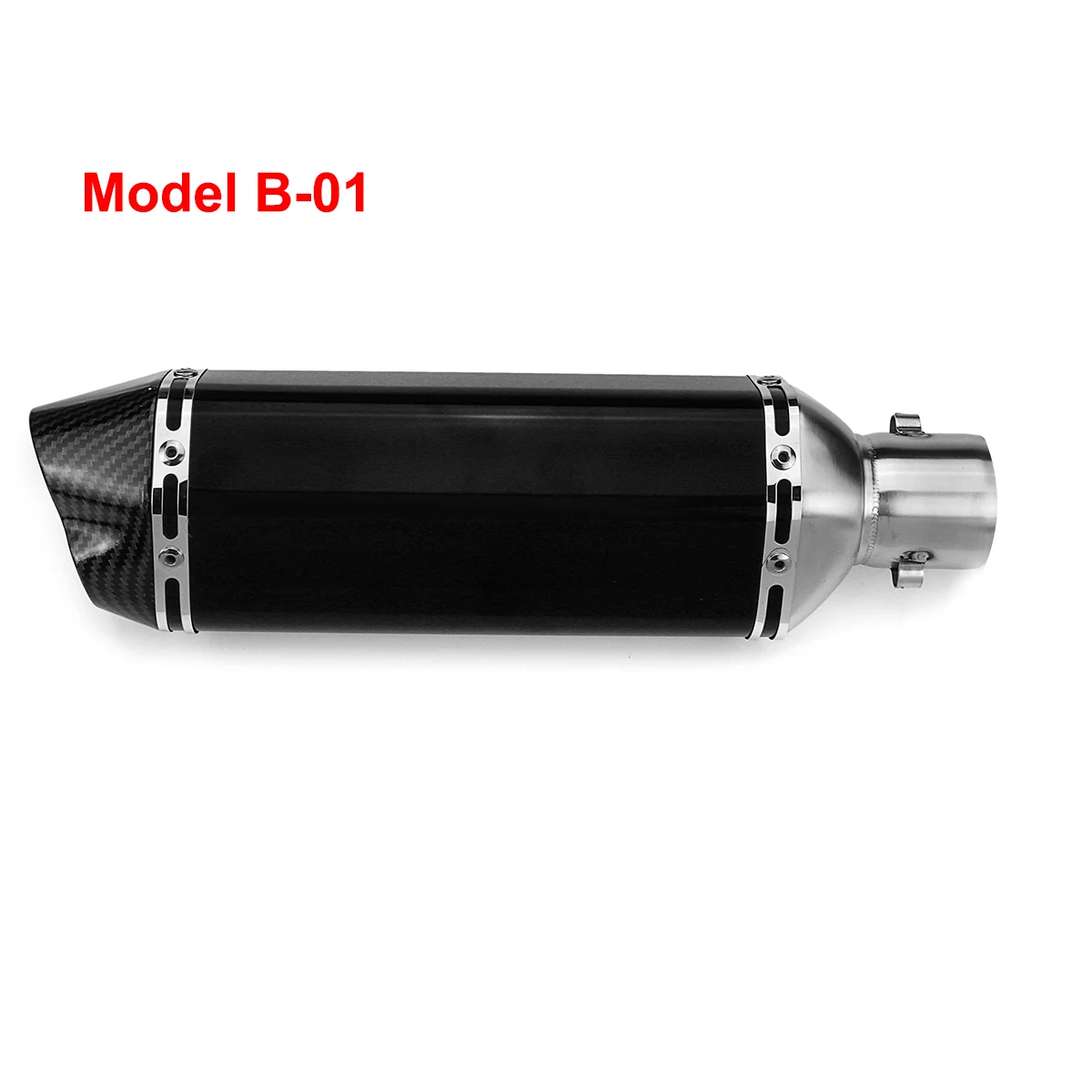 Model B01 Для Suzuki/Honda/Kawasaki/escape Moto 38-51 мм нержавеющая сталь черный Универсальный мотоцикл двойной выход глушитель выхлопной трубы - Цвет: Model B01