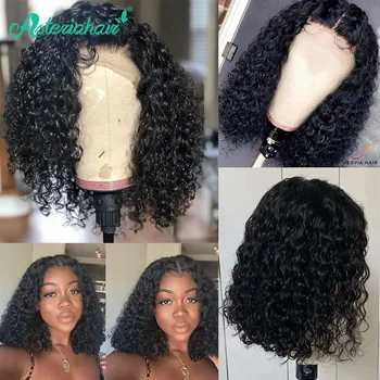

13x4 Short Bob Lace Front Wigs Peruvian Water Wave Lace Front Human Hair Wigs For Black Women Pre Plucked Asteria Hair Wig