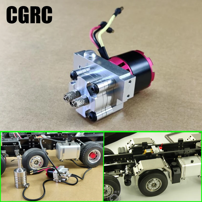 Metal Hydraulic power pump gear oil with relief valve For 1/14 Tamiya RC Truck car Scania MAN Actros Volvo Arocs refit | Игрушки и хобби