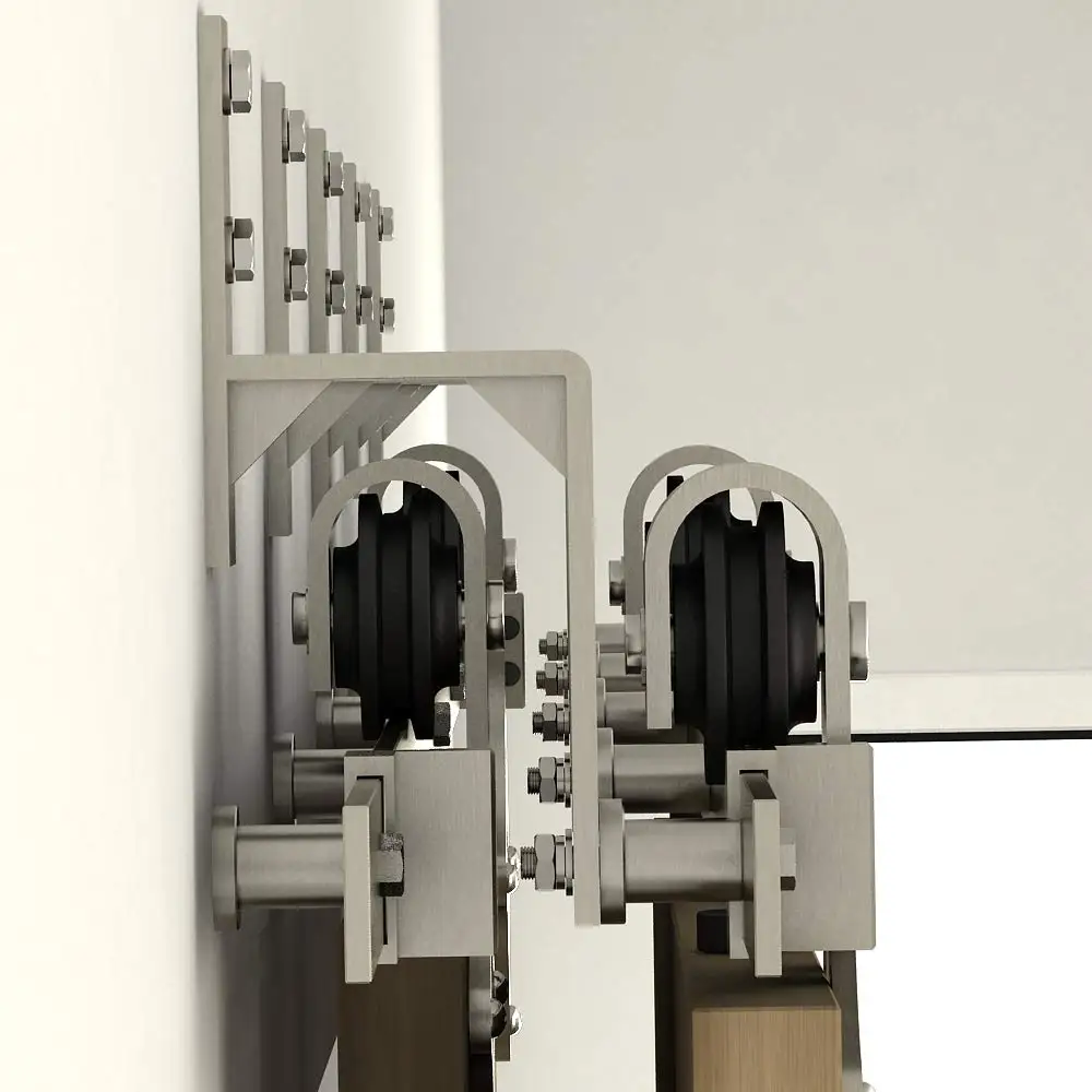 4 шт. в упаковке для настенного монтажа атласная Никель Сталь обходной кронштейн для раздвижные двери сарая Комплектующие дверей