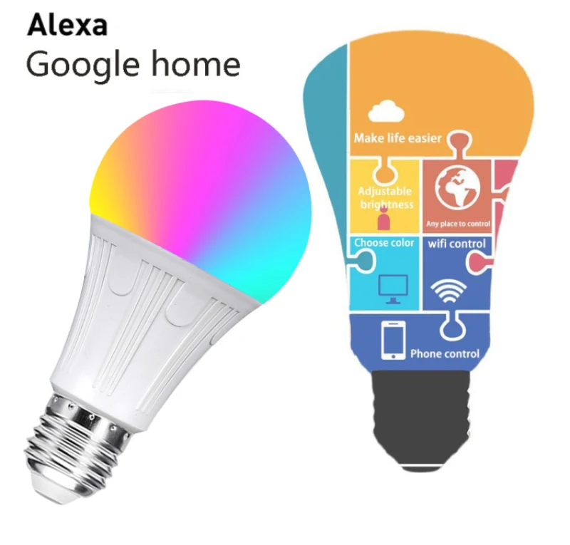 Умная wi-fi-лампочка 7 Вт RGB+ W волшебная осветительная лампа, лампа, совместимая с Amazon Alexa и Google home, IFTTT Голосовое управление