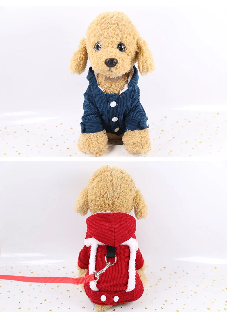 Dog clothes double thick warm corduroy Pet 2 Legs Jumpsuit Coat Warm Winter Puppy Chihuahua Corduroy Clothes