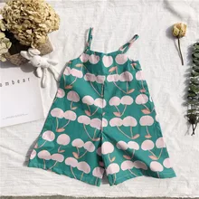 EnkeliBB г.; модные летние комбинезоны на бретельках для маленьких девочек; милый Принт вишни; ползунок Комбинезон для маленьких девочек; детские штаны в гавайском стиле