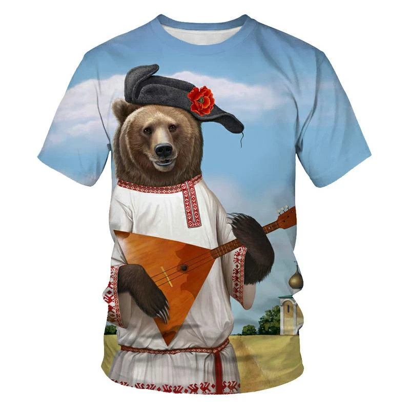 

Summer Brand Russia T-shirt Bear Shirts War Tshirt Military Clothes Gun Tees Tops Men 3d T shirt Cool Tee Oversized t-shirt