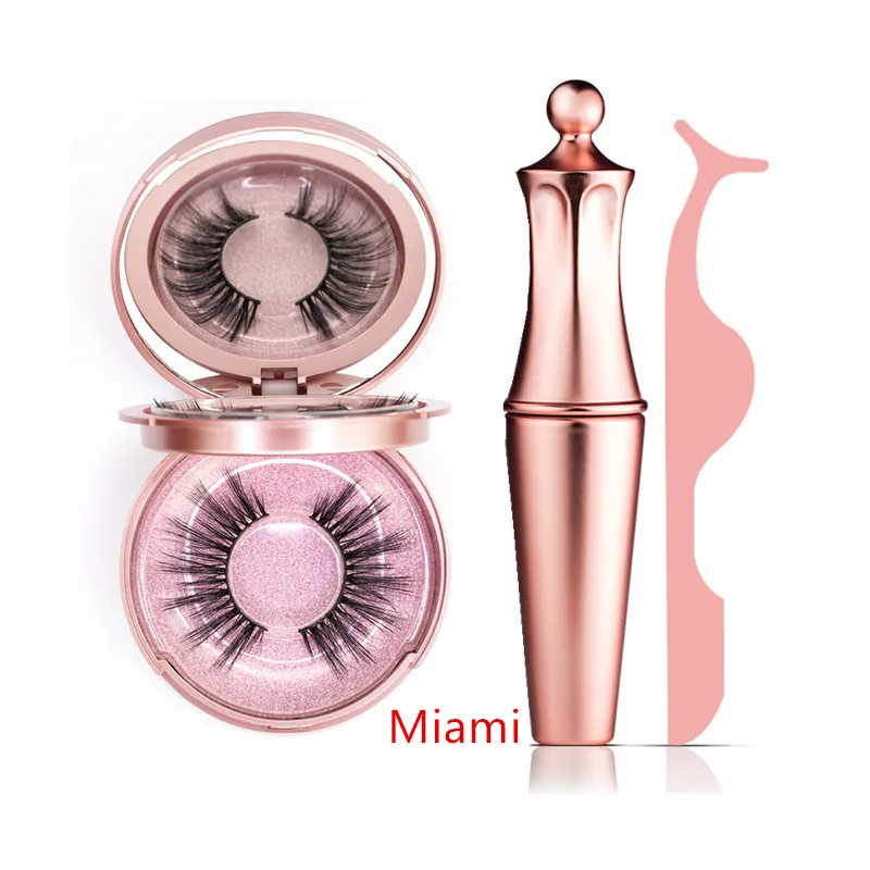 Miami two pair lash Новинка Горячая Магнитная жидкая подводка для глаз& магнитные накладные ресницы& Пинцет Набор водостойкий стойкий подводка для глаз Накладные ресницы - Цвет: Miami two pair lash
