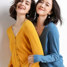 New women's coat Long Sleeve V-neck knitted cardigan solid color slim Korean version thin sweater New women's coat Long Sleeve V-neck knitted cardigan solid color slim Korean version thin sweater
