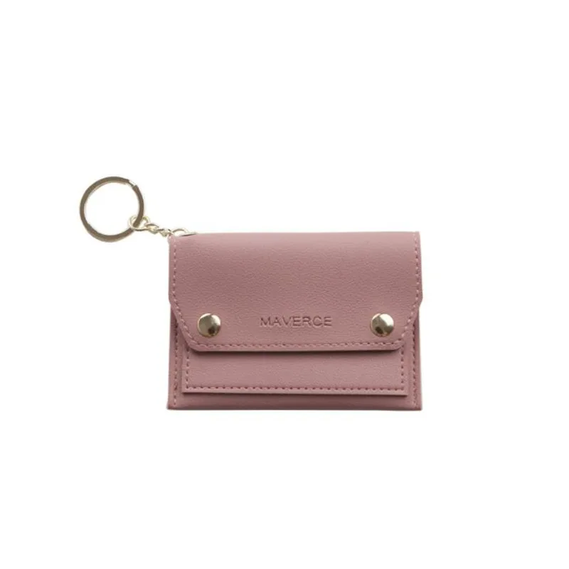 

Card Wallet For Women Simple Mini Card Package ID Bag Coin Purses Pocket Premium PU Leather keychain Clip Credit Card Holder