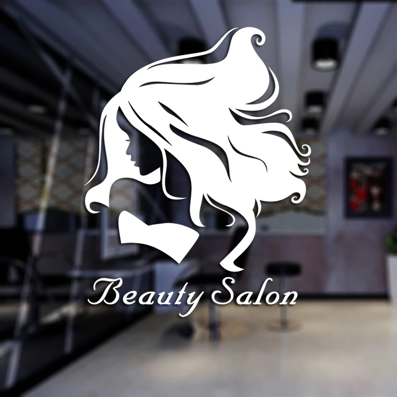 Sex Girls Lady Hair Salon Name Wall Sticker Hair Cutting Wall Decal Hairdressing Shop Window Decoration
