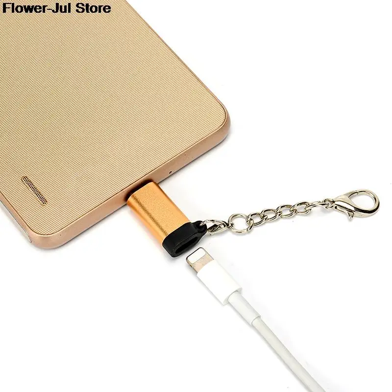 Micro USB Adapter Cable Micro USB male to For iPhone female Converter USB OTG Data Adapter with Key Chain