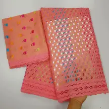 Африканский швейцарский хлопок маркизет кружевные ткани вышивка в швейцарской сухой хлопок кружевная ткань для свадебного платья 7 ярдов