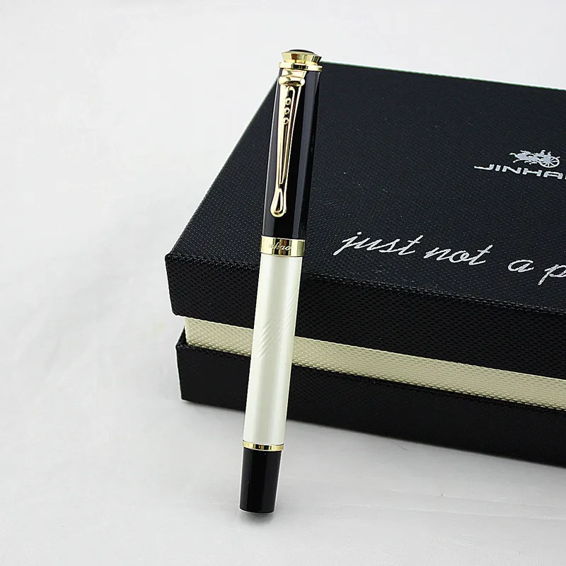 JINHAO 500 Роскошная металлическая чернильная ручка с белым и золотым стержнем 0 5 мм