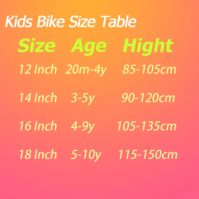 For Kids Bike Size Chart Us Motorcycle Chopper Frames 12