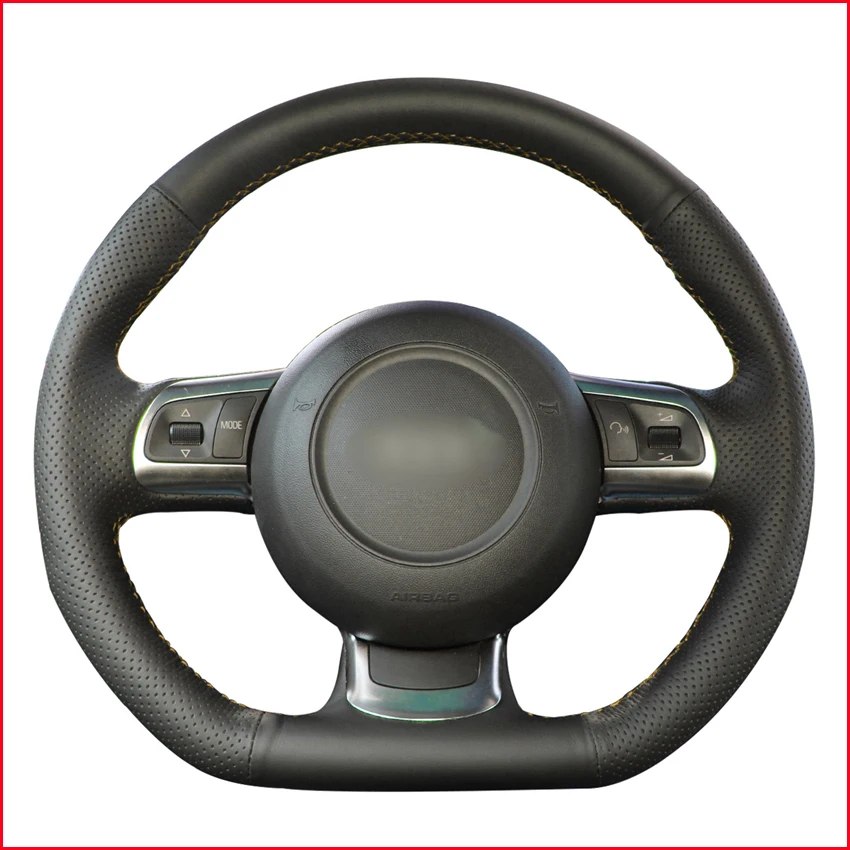 Diy Black Pu Artificial Leather Car Steering Wheel Cover For Audi Tt
