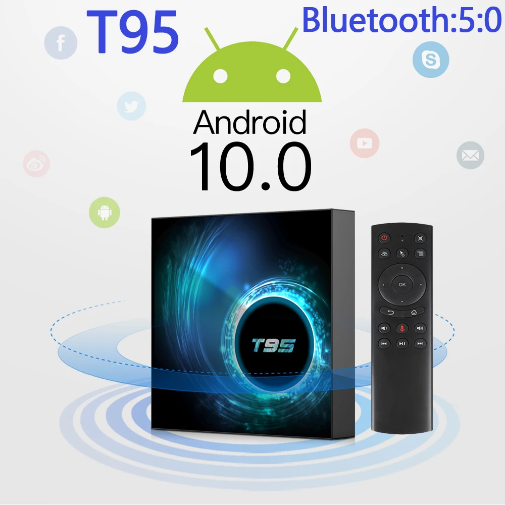 Приставка Смарт-ТВ T95 Android 10 2022 дюйма 6k 2 4g Wi-Fi 128g 3D Voice16g 32 ГБ 64 4k четырехъядерная
