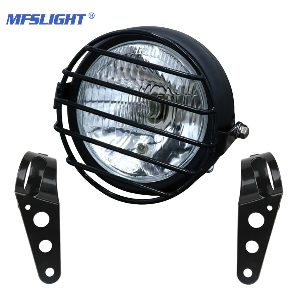 6.5 Inch retro Motorcycle LED Headlight Bracket Protector Cover Fog Light head lights Head Lamps for Harley Honda Cafe Racer |