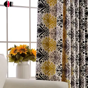 

Modern Curtains For Bedroom Geometric Floral Printed Voile French Window Curtain Blackout Curtains Rideaux Cortinas WP408C