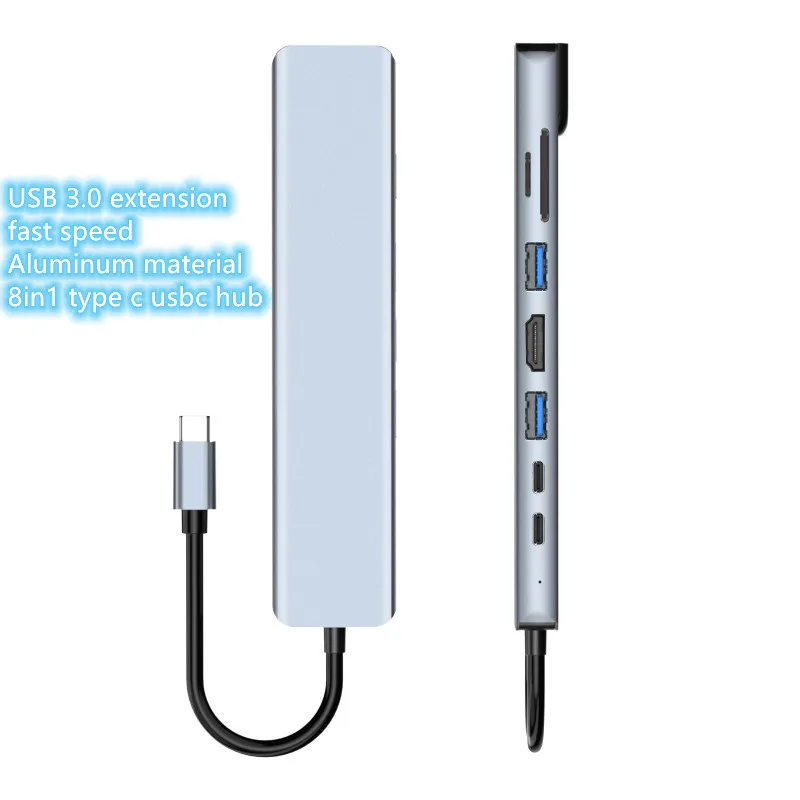 8 in 1 USBC Adapter Type C USB c Hub with USB3.0 extension HDMI-compatible Gigabit cable Ethernet - ANKUX Tech Co., Ltd