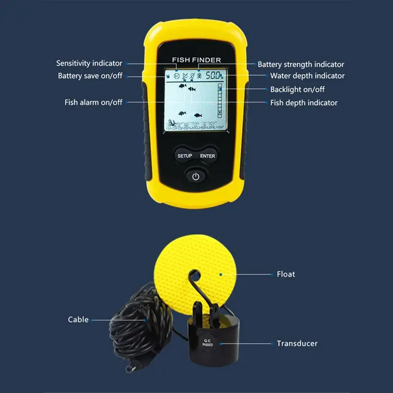  PDDHKK Portable Wired Fish Finder Sonar Alarm Fishfinder Echo Sounder 0.7-100M Sonar Sensor for Out