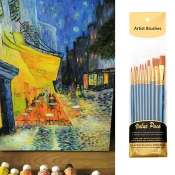 

10pcs/set Craft Acrylic Oil Students For Kids Drawing Tool Stationery School Accessories Paint Brush Set Round Pointed Tip Nylon