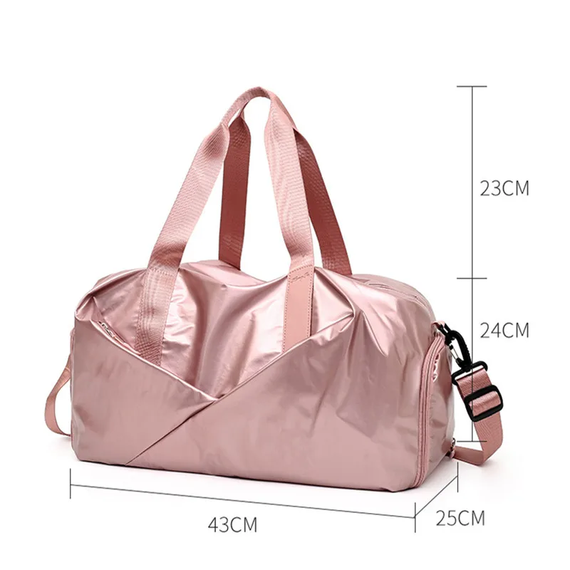 Glossy Yoga Mat Bag Fitness Gym Bag Dry Wet Tas Handbags for Women Shoes Travel Training Sac De Sport Pink Gymtas Duffel